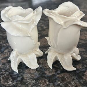 LENOX FLORAL GALLERY COLLECTION CANDLE HOLDERS LOT OF 2